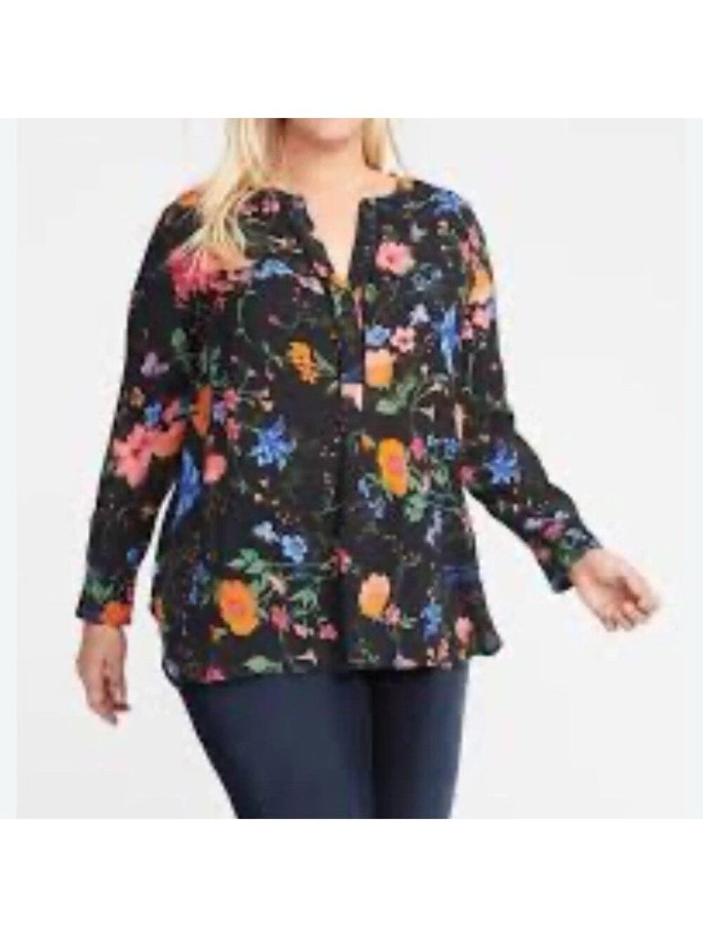 Old Navy Womens Floral  Pop Over Tunic Top Size L Cottagecore bloomcore